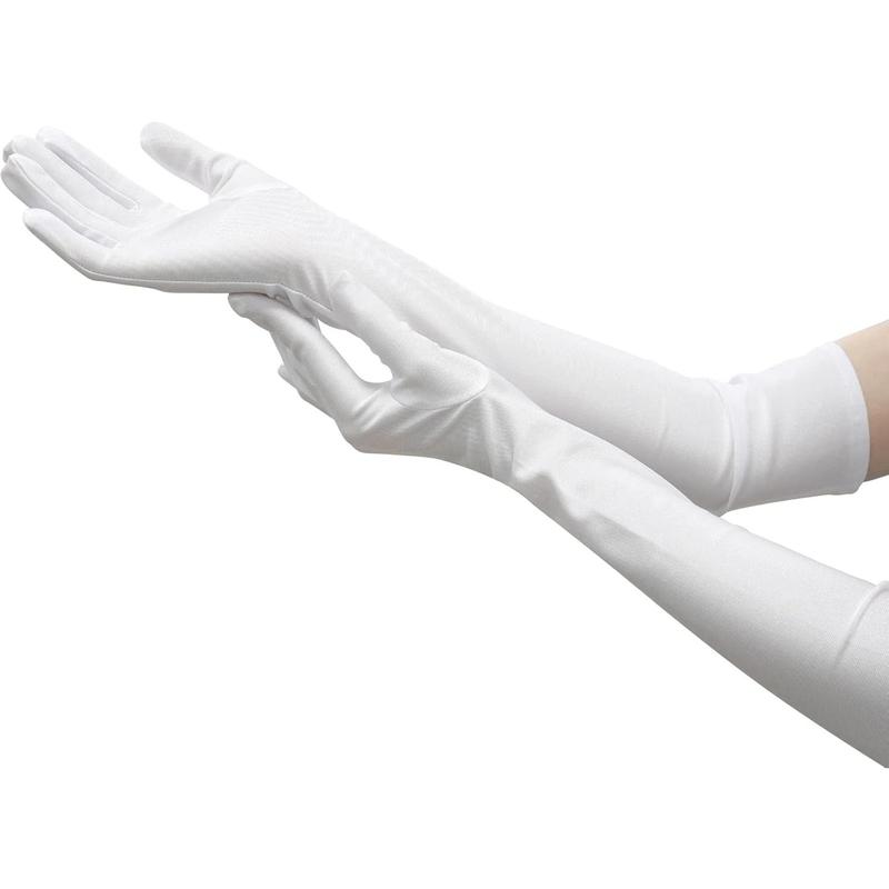 Long Black Opera Gloves for Women, 1920s Satin Stretchy Elbow Length Party Gloves Costumes Bridal, 20inch