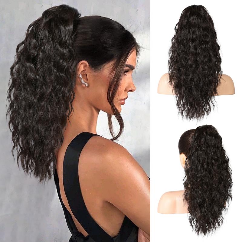 REECHO Ponytail Extension, 18 Inch Claw Clip on Ponytail Extension for Women Long Curly Wavy Ponytail Extensions Multi-Layer Synthetic Clip in Ponytail Hairpiece for Daily synthetic ponytail