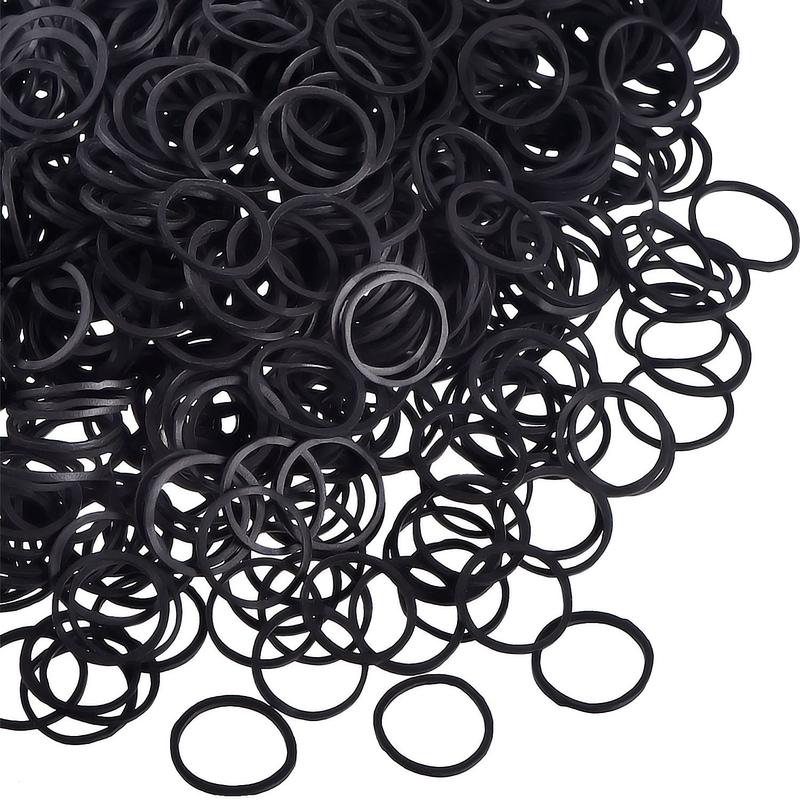 1000 Mini Rubber Bands for Hair Braids - Soft and Elastic (1.5 cm, Black)