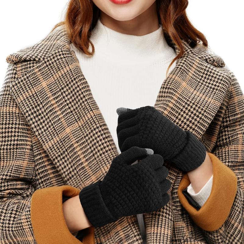 Womens Winter Gloves - Warm Soft Touchscreen Winter Gloves for Women, Elastic Cuff Knit Gloves for cold weather