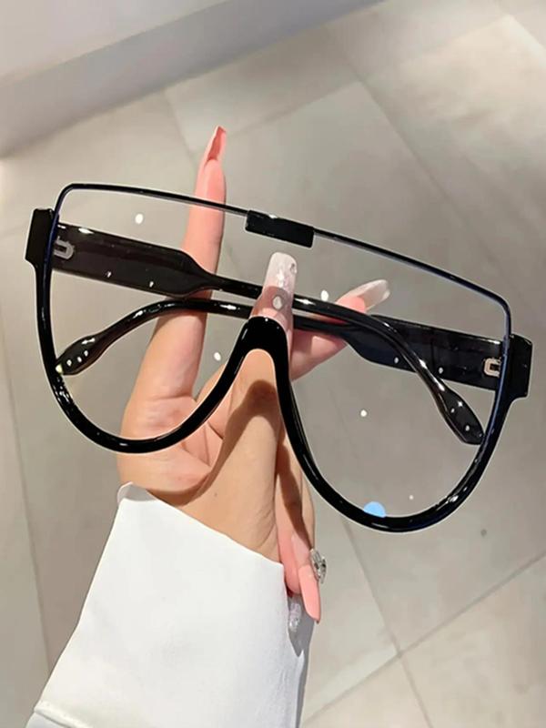 1 Pair Simple Punk Style One Piece Sunglasses for Everyday Use, Summer Flap Top Frame Fashion Sunglasses, Travel Accessories