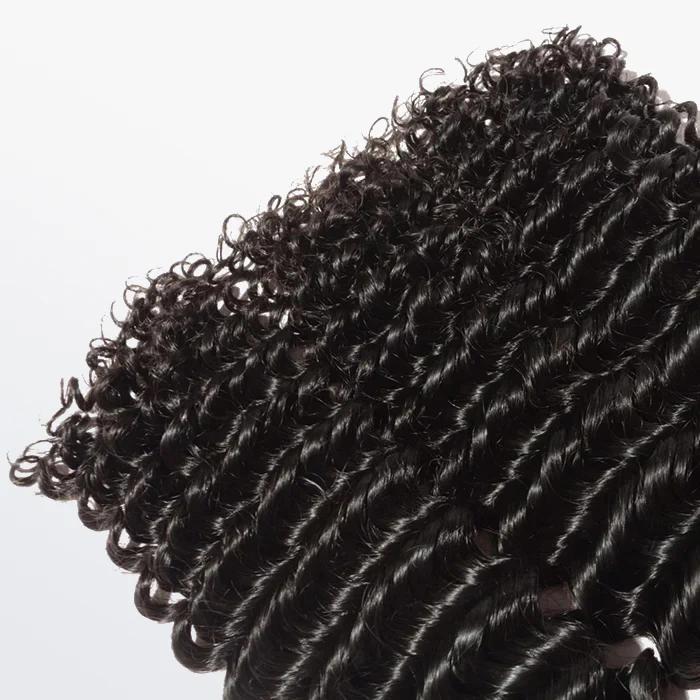 [LIVE-ONLY]  Ashine Deep Curly 12-30 inches Salon Quality Brazilian Virgin Bundles 100% Human Hair Summer Wigs Natural Color with Frontal Closure