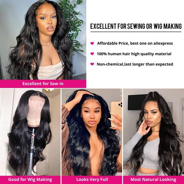 Body Wave Sew in Hair Extensions 1 3 4 Bundles Brazilian Raw Human Hair Bundles 30inch Salon Quality Quick Weave