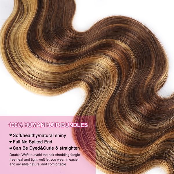 4 27 Highlight Body Wave Bundles Ombre Colored Human Hair Weave Bundles 1 3 4 Bundles Deal