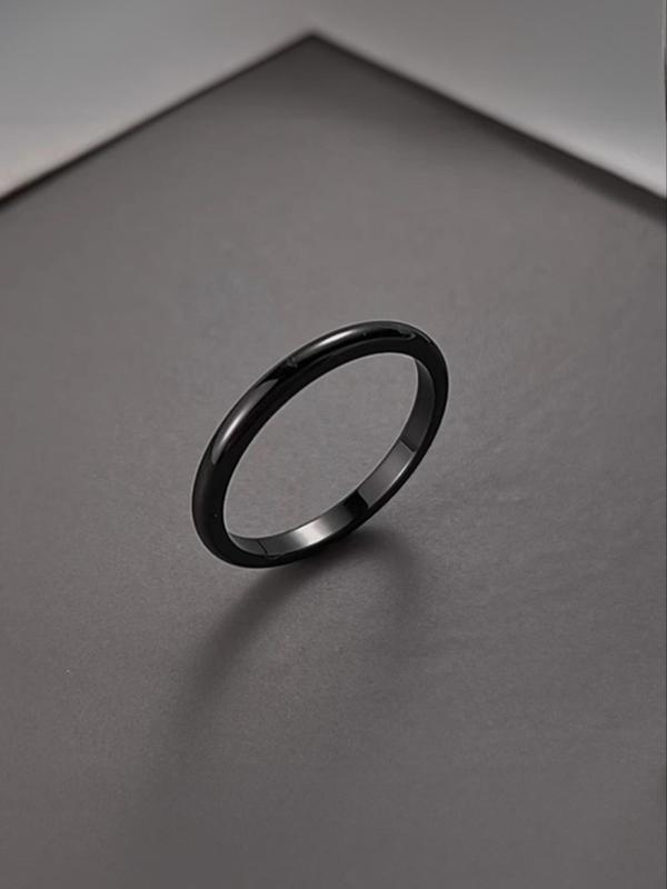 Simple Solid Color Round Shaped Alloy Ring, New Fashion Accessories for Women & Girls, Trendy All-match & Exquisite Jewelry for Birthday Gift