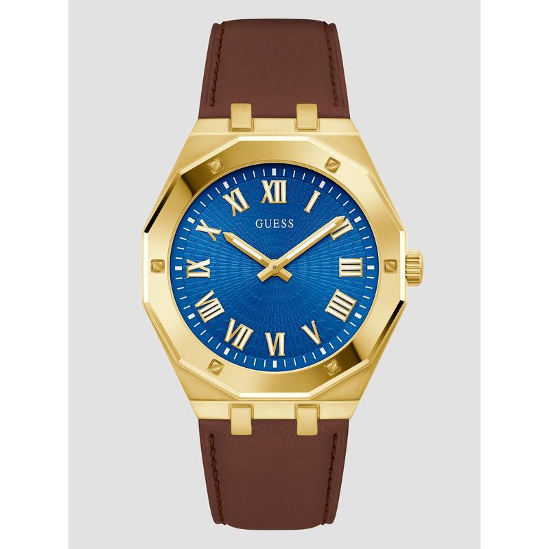 GUESS Male Two-Tone Analog Leather Watch