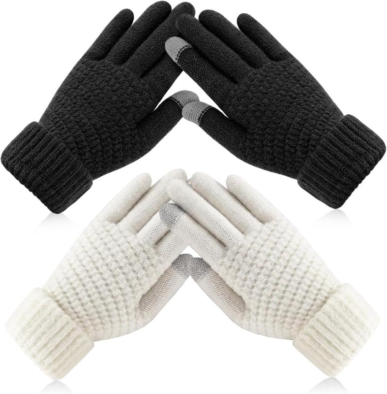 Womens Winter Gloves - Warm Soft Touchscreen Winter Gloves for Women, Elastic Cuff Knit Gloves for cold weather