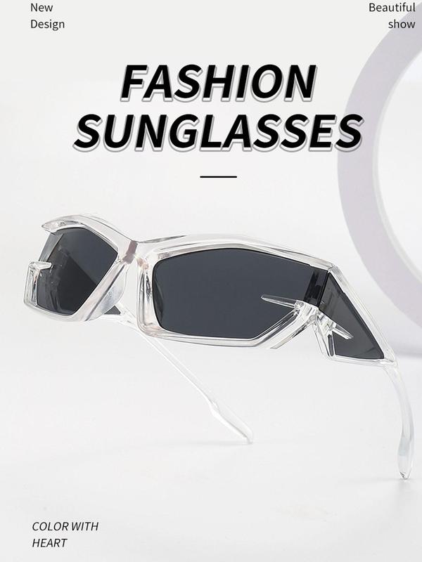 Unisex Punk Style Futuristic Frame Sunglasses, Trendy Y2k Sunglasses for Everyday Use, Fashion Accessories for Outdoor Activities