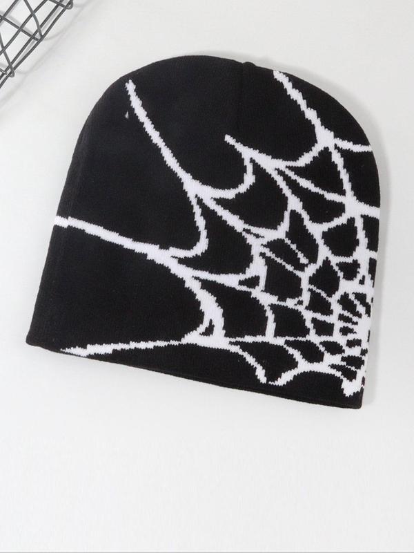 Spider Web Pattern Beanie Hat, Casual Knit Hat for Fall & Winter, Fashion Accessories for Both Men & Women