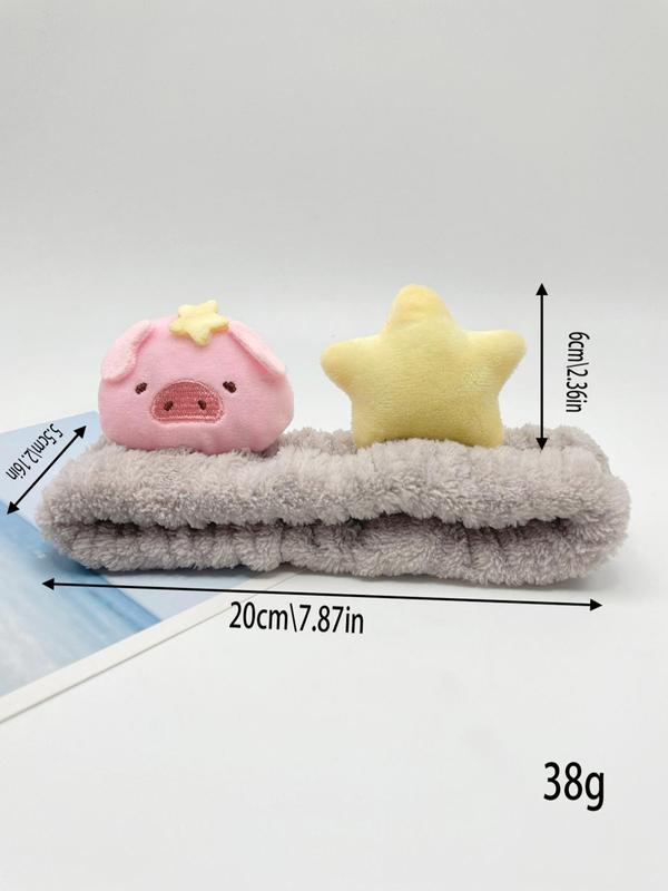 Cute Cartoon Pig & Star Design Hair Band, Soft Plush Hair Band, Fashion Hair Accessories for Women & Girls