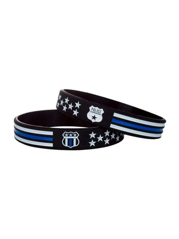 Star & Police Pattern Bangle for Men & Women, Fashionable Silicone Wristband, Streetwear Matching Jewelry for Party, Daily Clothing Decor