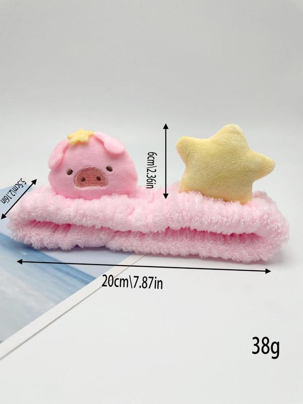 Cute Cartoon Pig & Star Design Hair Band, Soft Plush Hair Band, Fashion Hair Accessories for Women & Girls