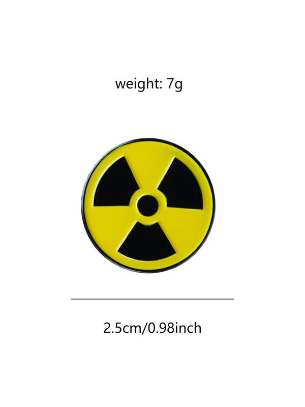 Unisex Radiation Symbol Design Round Shaped Brooch, Enamel Pin Suitable for Backpacks, Jeans, Scarves, Hats Decoration Fixed Buckle, Casual Alloy Accessory for Men & Women