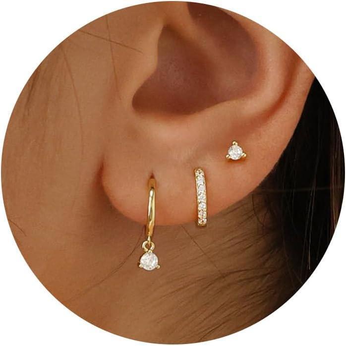 NECOCY 3 Pairs Hoop Earrings Set Dainty Stud Trendy Hypoallergenic Dangle Cartilage Nova Gifts Christmas 2024 Ornament