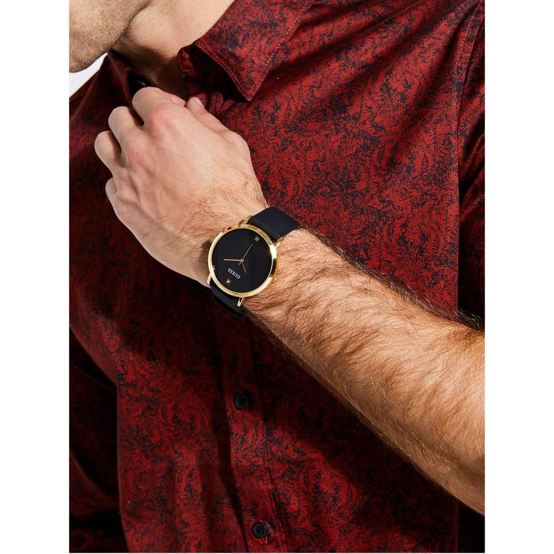 GUESS Male Black and Gold-Tone Analog Watch