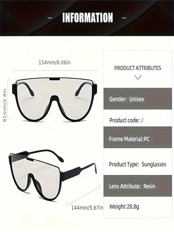 1 Pair Simple Punk Style One Piece Sunglasses for Everyday Use, Summer Flap Top Frame Fashion Sunglasses, Travel Accessories