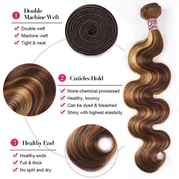 4 27 Highlight Body Wave Bundles Ombre Colored Human Hair Weave Bundles 1 3 4 Bundles Deal