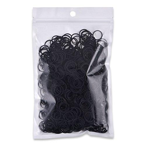 1000 Mini Rubber Bands for Hair Braids - Soft and Elastic (1.5 cm, Black)