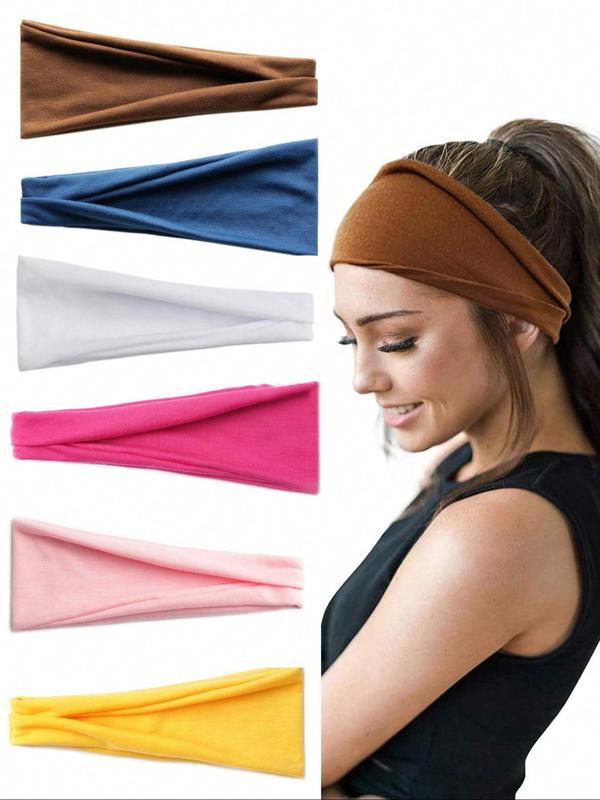 Solid Color Hair Band for Summer 2024, Sweat Absorbing Elastic Hair Band for Men & Women, Summer 2024 Sporty Headband for Running, Fitness