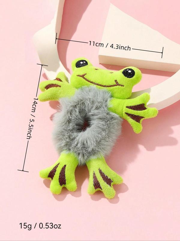 Cute Cartoon Frog Design Hair Tie, Soft Plush Hair Tie, Fashion Hair Accessories for Women & Girls, Minimalist Headwear Suitable for Thick Hair