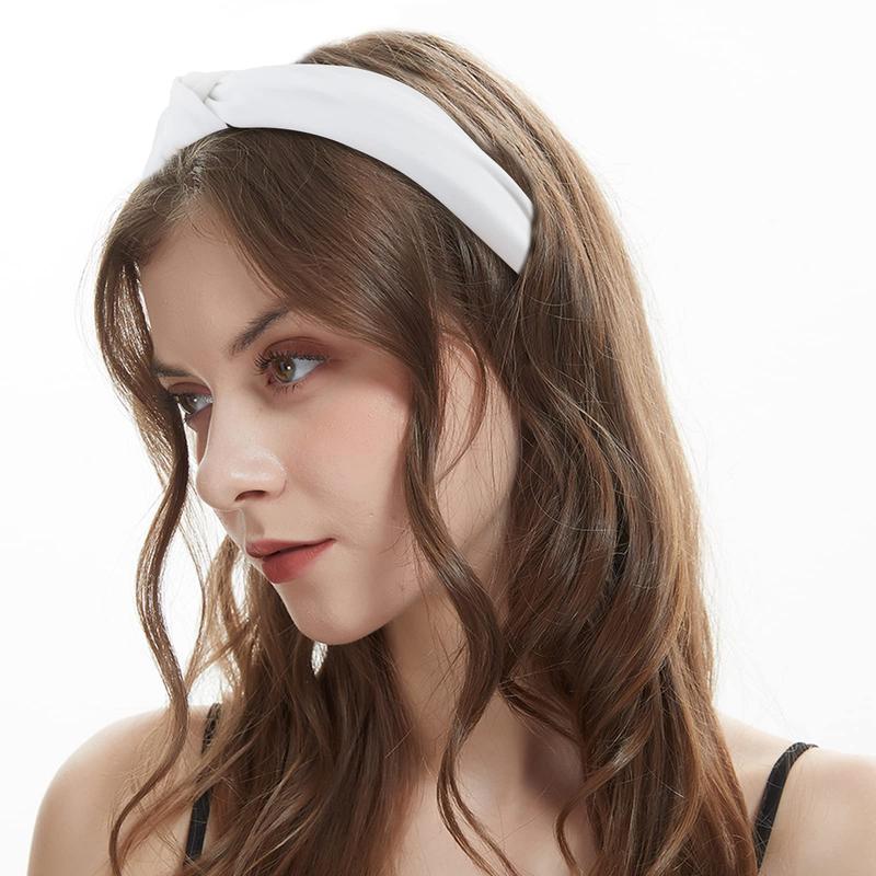 4PCS Knotted Headbands - Non Slip Wide Fashion Head Bands for Women and Girls - Black and White Top Knot Accessories