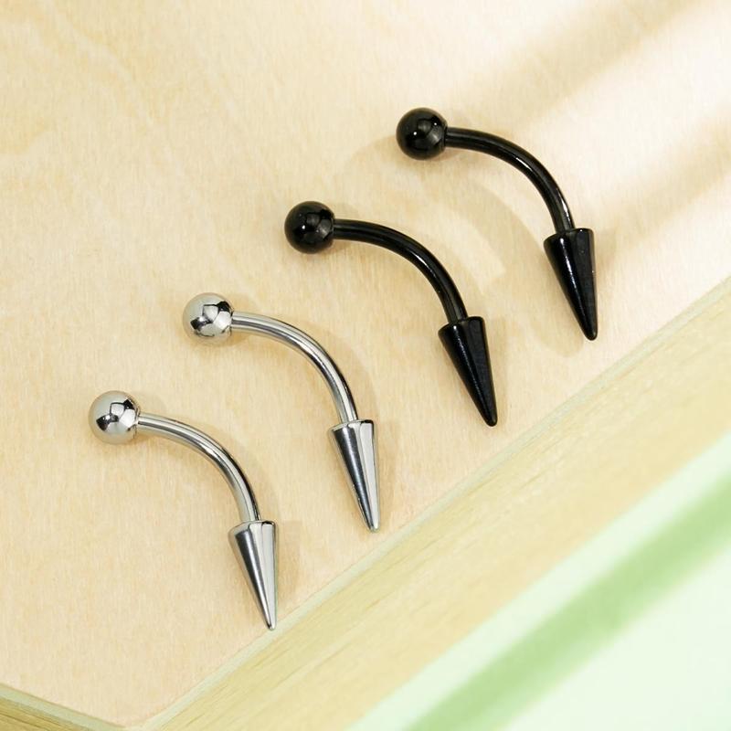 Oufer 4PCS 16G Spike and Ball Top Curved Barbell