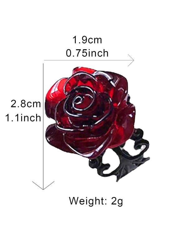 Women's Punk Gothic Rose Design Ring, Vintage Adjustable Hollow out Featured Ring, Fashionable Matching Jewelry for Party, Daily, Club Decoration for Girls & Women