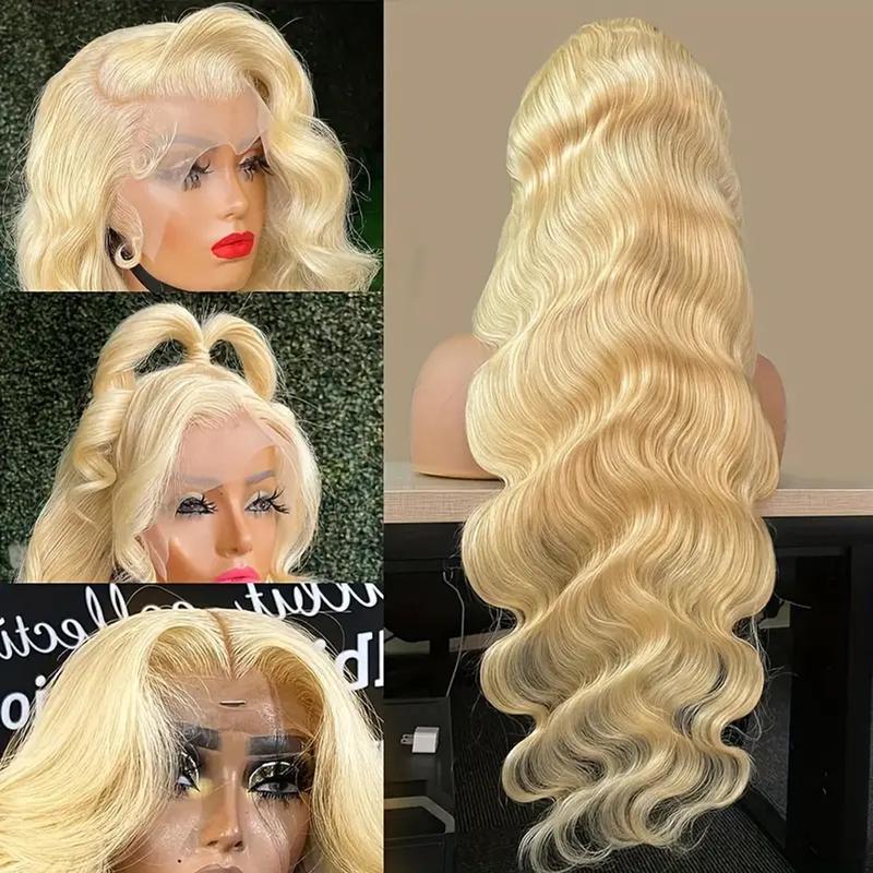 200% Density 613 Blonde Lace Front Wig Human Hair 13x4 HD Body Wave Lace Front Wig Human Hair Pre Plucked Baby Hair Blonde Lace Front Wig Human Hair