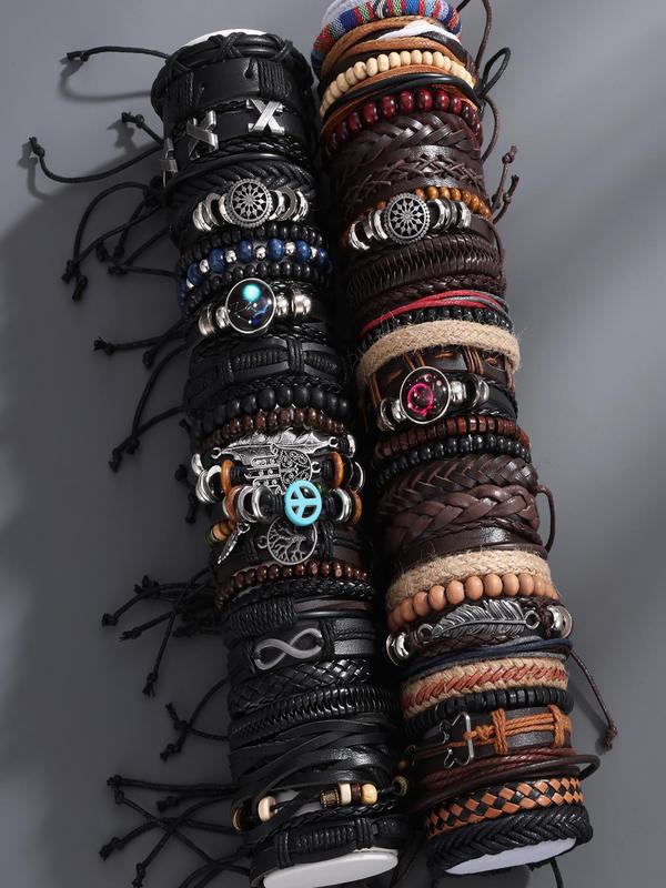 Random Style Men's Boho Style Beaded & Braided Bracelets, Fashion Jewelry for Party, Daily Clothing Decor, Trendy All-match & Exquisite Jewelry for Birthday Gift