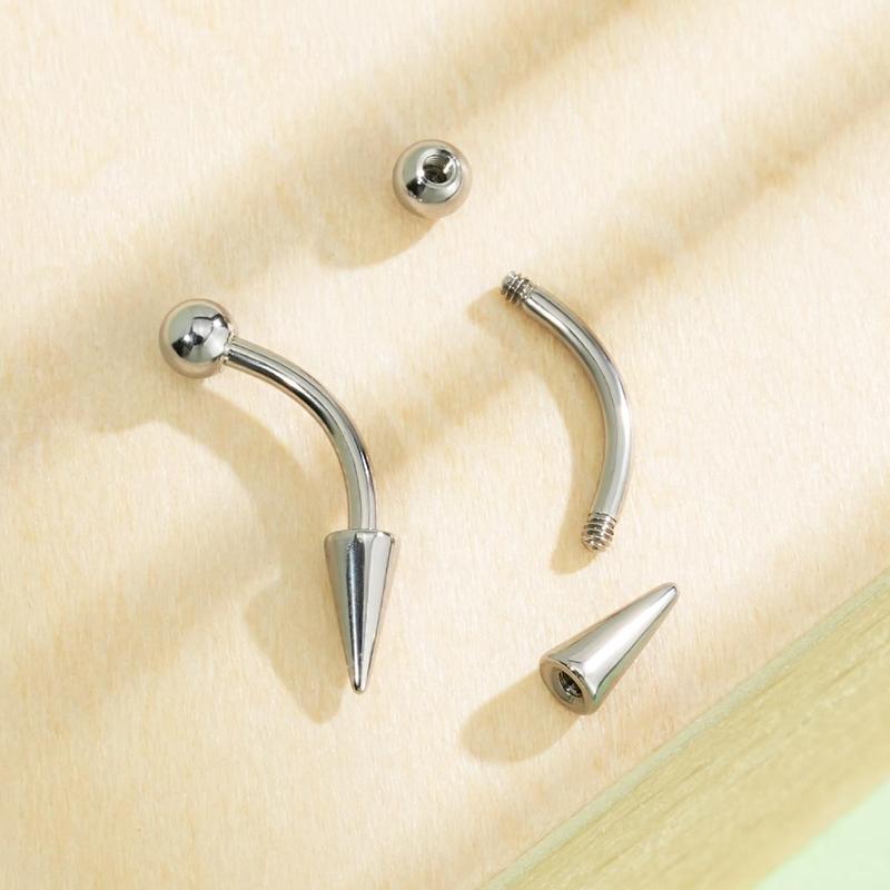 Oufer 4PCS 16G Spike and Ball Top Curved Barbell