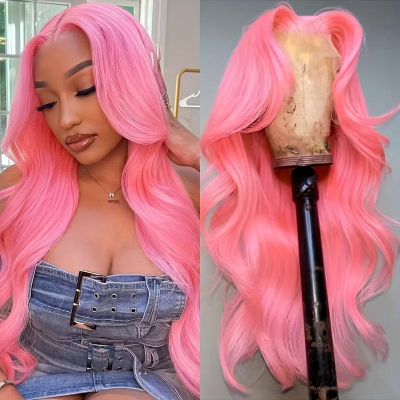 Pink Lace Front Wig Human Hair 30 Inch Pink Wig Human Hair 180 Density13x4 HD Frontal Body Wave Wigs Human Hair Pre Plucked With Baby Hair Colored Pink Human Hair Lace Front Wig For Women