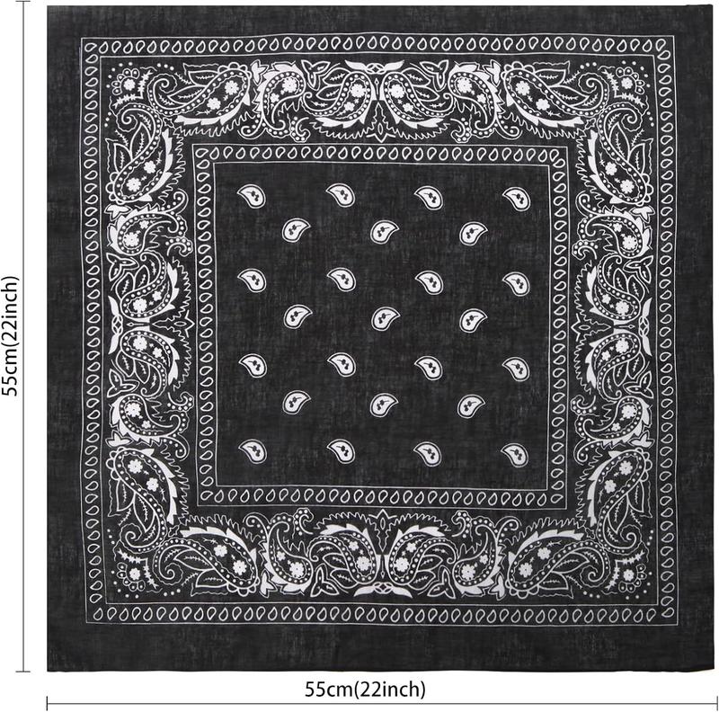 Novelty Paisley Large Bandanas 12 Pack  Cotton Cowboy Bandana for Men