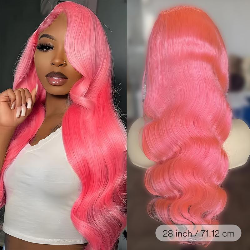 Pink Lace Front Wig Human Hair 30 Inch Pink Wig Human Hair 180 Density13x4 HD Frontal Body Wave Wigs Human Hair Pre Plucked With Baby Hair Colored Pink Human Hair Lace Front Wig For Women