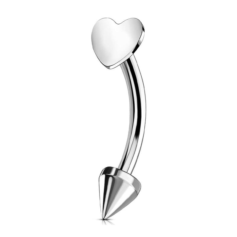 Oufer 16G Titanium Flat Heart & Spike Rook Ring Verticial Labret Eyebrow Jewelry