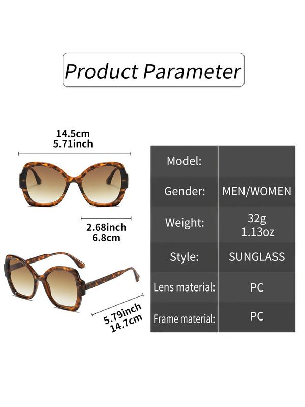 Unisex Cute Oversized Frame Sunglasses, 1 Pair Vintage Trendy Cat Eye Frame Sunglasses for Everyday Use, Fashion Accessories for Outdoor Activities