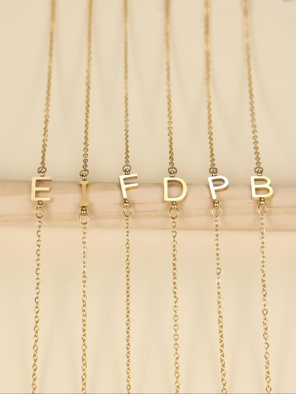 Women's Elegant Letter Decor Thin Chain Necklace for Summer, Exquisite Trendy Chain Necklace, Chic Jewelry As Gift for Girlfriend