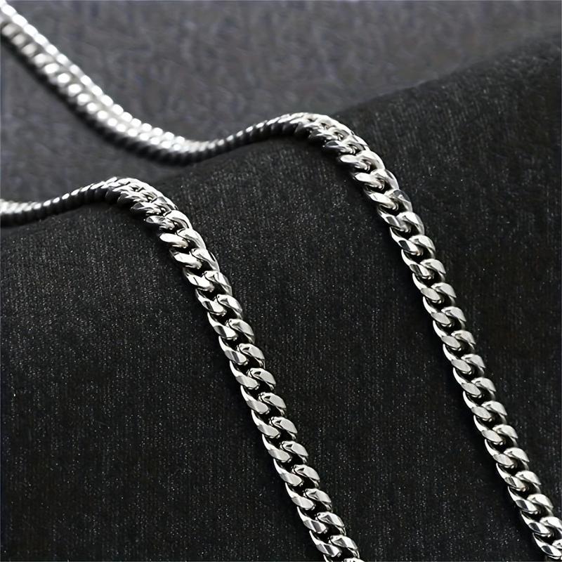 Men's Chain Necklace & Gift Card & Gift Box, 1 Set Fashion Stainless Steel Necklace Gift Box Set, Domineering Hip-hop Punk Rock Chain Gift for Men