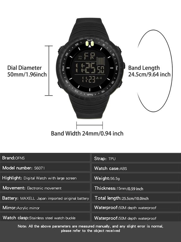 Sporty Digital Watch As Gift with Box, Fashionable Digital Watch with Digital Display, Waterproof Multifunctional Watch for Outdoor Sports