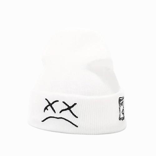 BFCM Sad Expression Lil Peep Embroidered Cold Hat Men's Warm Knitted Hat Women's Cool Trendy Hooded Hat Lil Peep Beanie Festival funky funky funky