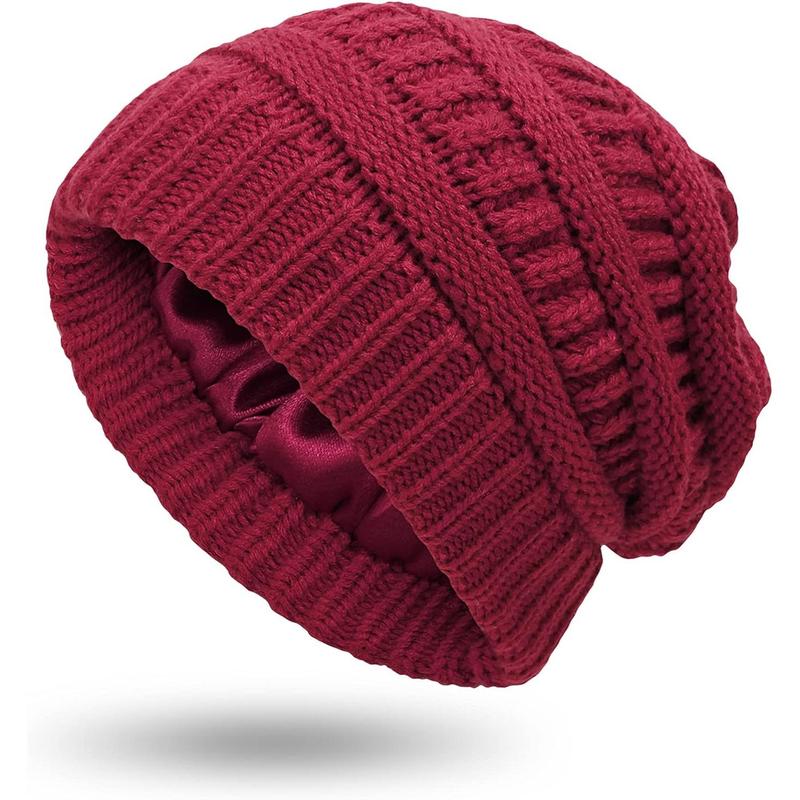 Cozy Cable Knit Beanie: Women's Winter Hat with Satin Lining for Warmth and Style - Chunky Slouchy Skull Cap for Cold Weather