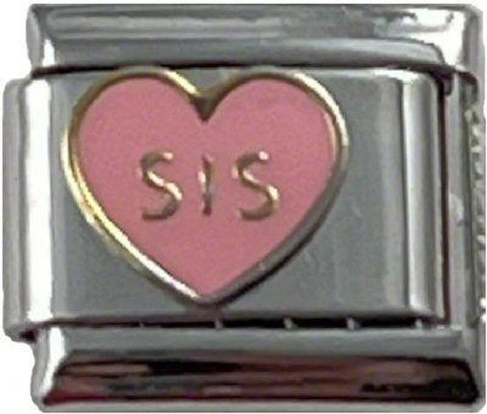 Italian Charm Link Pink Heart SIS 9mm