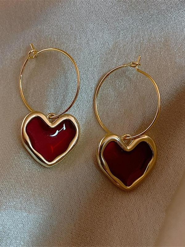 Fashionable Heart Decor Dangle Earrings, Casual Chic Vintage Jewelry for Women, Trendy Jewelry Gift for Party and Daily Life