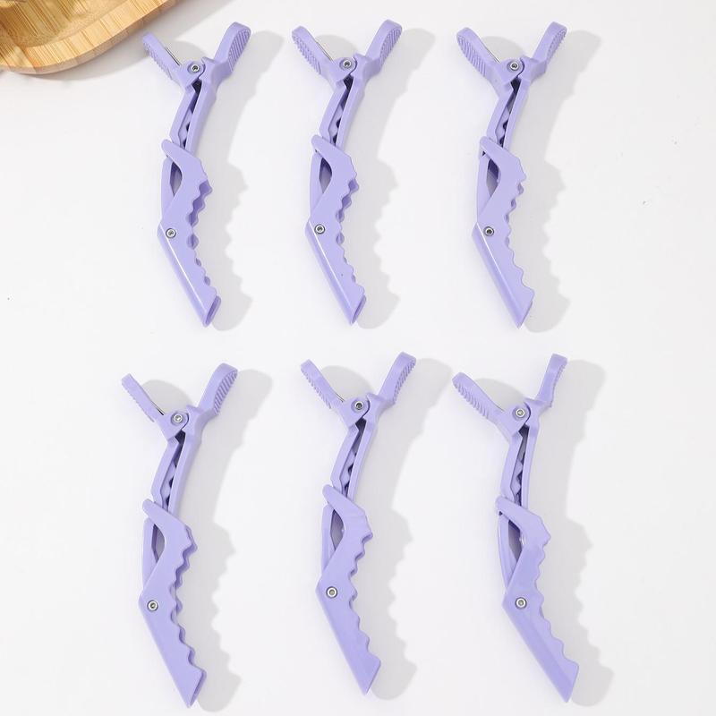 Professional Crocodile Hair Clip, 6pcs set Wide Teeth & Double Hinge Design Hair Clip, Non-slip Plastic Hair Clip, Short-lipped Clip For Styling, Splitting, Distinguishing Hair