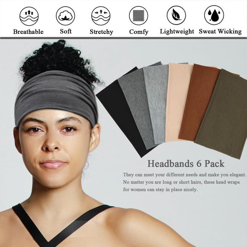 Wide Headbands For Women Stretch Headband Boho  Bands Women's Hair Band Turban Workout Hairband Accessories 6 Pack