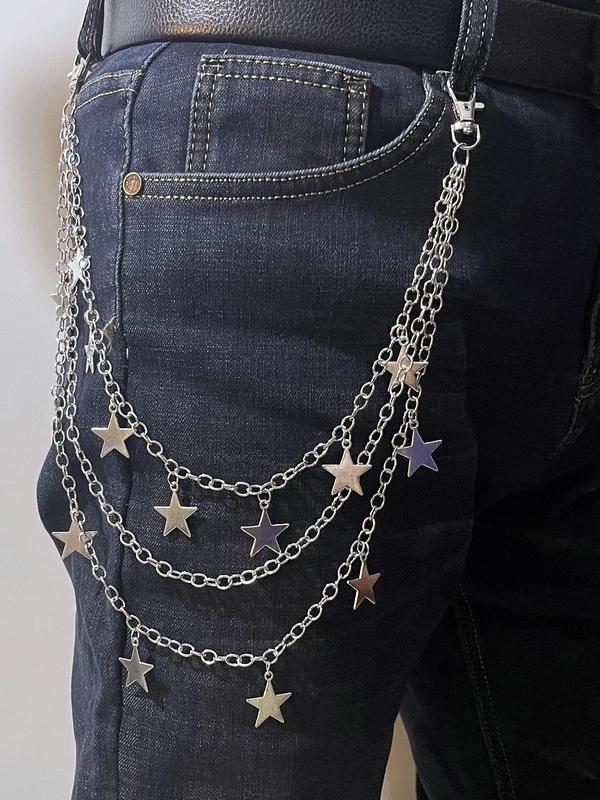 Unisex Punk Style Star Decor Layered Pants Chain, Casual Trendy Belt Body Chain, Fashionable Accessories for Daily & Party Decoration