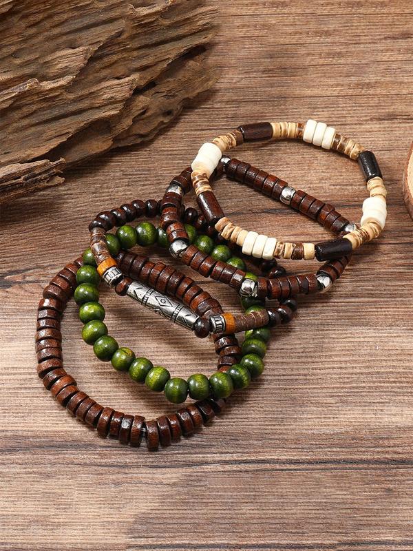 Boho Style Beaded Bracelet (5pcs set), Vintage Trendy Bracelet, Fashionable Jewelry for Women & Girls for Daily & Party Decoration