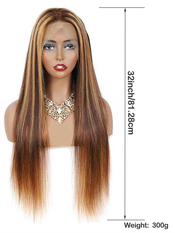 32 Inch Highlight Ombre Brown Lace Front Wig, Gorgeous Fluffy Wigs, Synthetic Hair Pre Plucked 13x3 Hd Lace Frontal Synthetic Hair Wigs with Baby Hair, Belle Tress Wigs