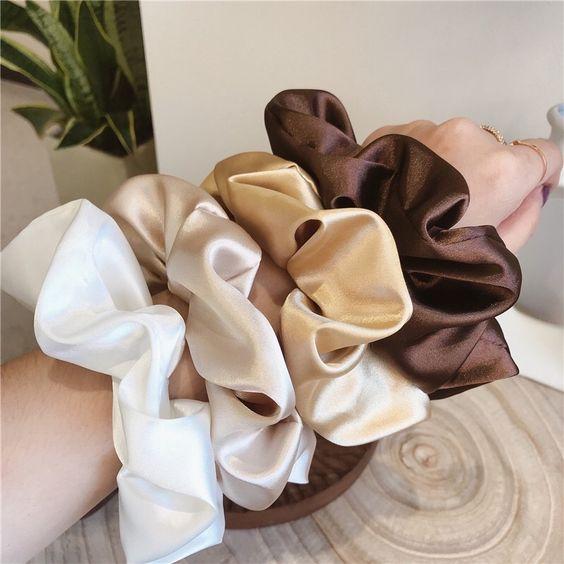 Supernova Satin Silk Scrunchies Soft Hair Ties Fashion Hair Bands Hair Ponytail Holders Hair Accessories for Women Girls