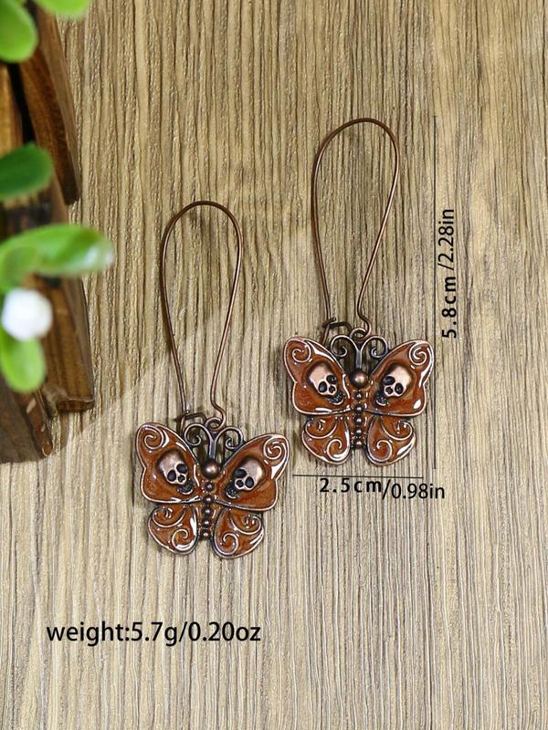 1 Pair Vintage Butterfly Design Dangle Earrings, Gothic Jewelry For Party, Daily Clothing Decor For Girl, Zinc Alloy Ear Jewelry For Party, Club