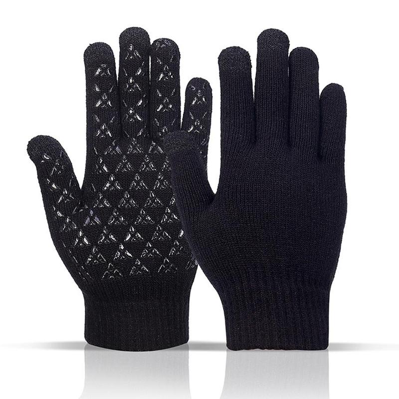 Winter Gloves, Touch Screen Cold Weather Thermal Warm Knit Glove for Running Driving Hiking, Sports Gloves for Men & Women